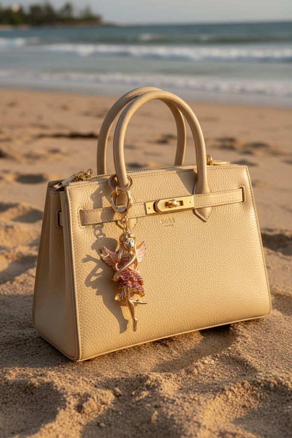 Bijou fée ballerine rose sur sac Doré Paris à la plage