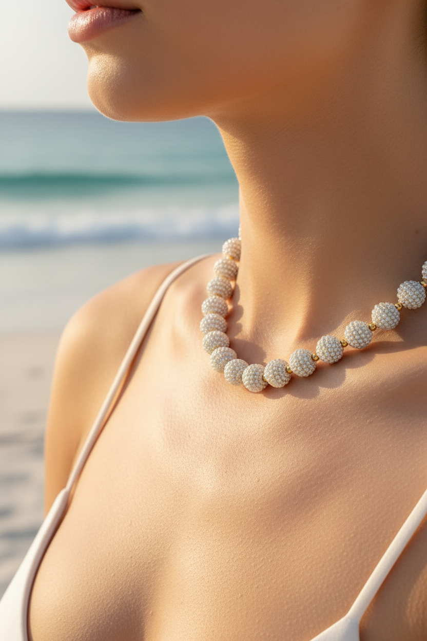 Collier boules micro-perles - même que bracelet