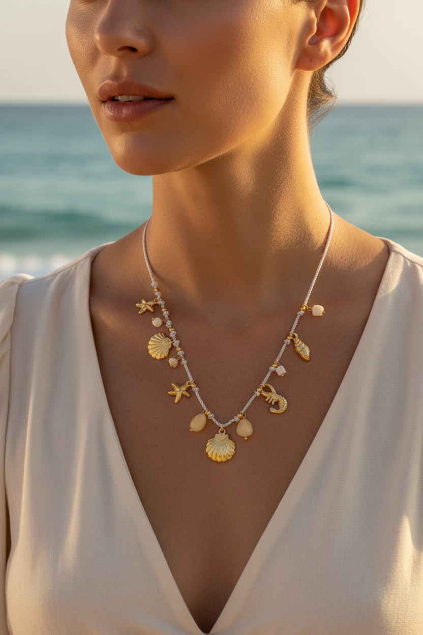 Collier - décolleté femme européenne plage